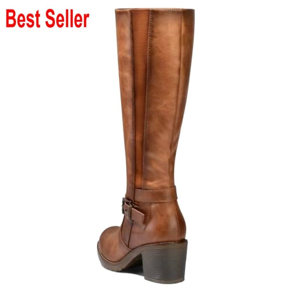 Knee High Block Heel Boots with PU Upper and Memory Foam Insole - Picture 5 of 7